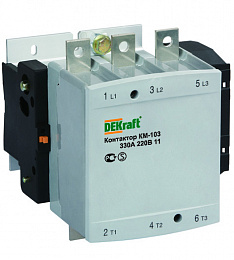 КМ103-400А-380В-00 Контактор 3-х полюсный 400А 380В АС3 1НО+1НЗ DEKraft. Вид 1