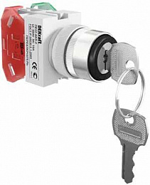 Переключатель на 2 фикс. полож. I-O с ключом, станд. ручка 1НО+1НЗ, ПЕ22-AKS-2-BLK DEKraft. Вид 1