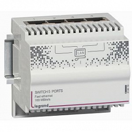 Свитч 10/100Mb 4 выхода RJ45. Размер: 4DIN Legrand. Вид 1