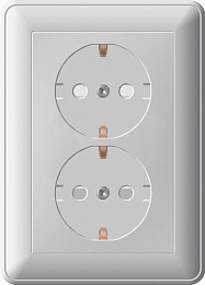 Розетка двойная с заземлением со шторками, 16А, в сборе, (бук) Wessen 59 Schneider Electric. Вид 1