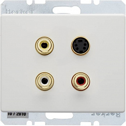 Тройная розетка RCA/S-Video (полярная белезна) Arsys Berker. Вид 1