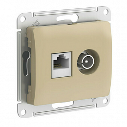 Розетка двойная TV + компьютерная RJ45, кат. 5Е, механизм (титан) Glossa Systeme Electric. Вид 1