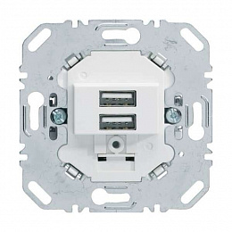 Розетка 2xUSB, 230 V, 3.0A, механизм (белый) Berker. Вид 1