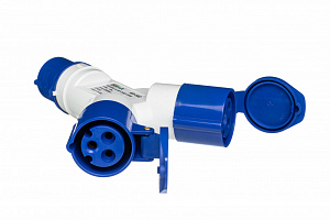 АП102-3-16-220-IP44 Адаптеры промышленные двухлучевой 2Р+РЕ 16А 250В IP44 DEKraft. Вид 1