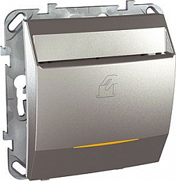 Выключатель карточный, с выдерж. врем., с лампой подсв., 8 а (алюминий) Unica Top Schneider Electric. Вид 1