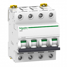iC60N 4P 25А Автоматический выключатель 4-полюсный, 25А, 6кА (хар-ка C) Schneider Electric. Вид 1
