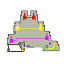 D4/6.T3.P Клеммник 4мм.кв.-3 сквозные цепи + 1 электрически заземленных на DIN-рейку TYCO. Вид 2.