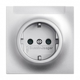 20 EUN-783 Розетка SCHUKO 16А 250В с полем для надписи, серия impuls, цвет серебристый металлик ABB. Вид 1