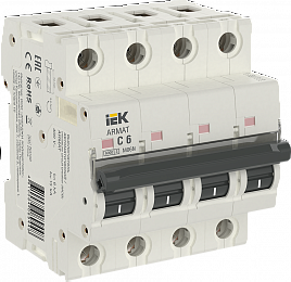 M06N Автоматический выключатель 4-полюсный, 6А, 6kA (хар-ка C) ИЭК. Вид 1