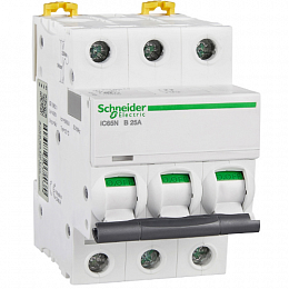 iC65N 3P 25А Автоматический выключатель 3-полюсный, 25А, 6кА (хар-ка B) Schneider Electric. Вид 1