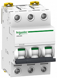 iC60L MA 3P 6.3А Автоматический выключатель 3-полюсный, 6.3А, 15кА (хар-ка MA) Schneider Electric. Вид 1
