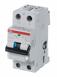 DS201 B25 A30 Дифф. автомат 1P+N, 25A, 30mA, тип А, 6kA (хар-ка B) ABB. Вид 1