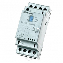 Модульный контактор 25А 4НО 230B AC/DC, опции: мех.индикатор + LED Finder. Вид 1