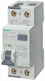Дифф. автомат 1-пол.+ N, 6A, 30mA, тип АC, 10kA, (хар-ка C) Siemens. Вид 1