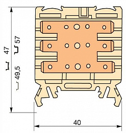 ENT  Клемма HD2,5/6.3.3G.3G.1, 6 quick-connect (fast on) 6,3x0,8мм, 2,5 мм.кв., горизонтальные TYCO. Вид 1