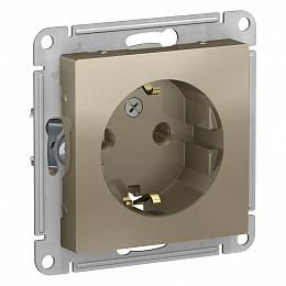 Розетка с заземлением, 16А, механизм (шампань) Atlas Design Systeme Electric. Вид 1