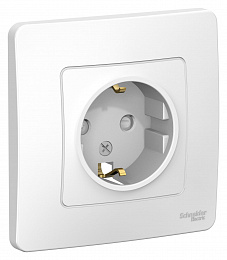 Розетка с заземлением со шторками, С/У, 16А, 250В (белый) Blanca Systeme Electric. Вид 1