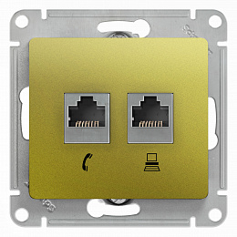 Розетка двойная RJ11+RJ45, кат.5e,механизм (фисташковый) Glossa Systeme Electric. Вид 1