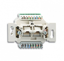 221/12-507 Механизм 2-постовой компьютерной RJ45х2 , 8/8 полюсов, раздельно, кат.6е, неэкранированная, до 250 МГц ABB. Вид 1