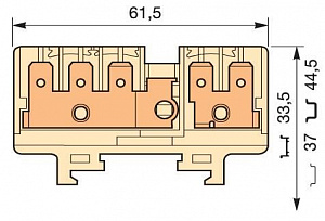 ENT  Клемма HD6/9.3G.2G quick-connect (fast on) 6,3x0,8мм, 6 мм. кв., 2 цепи (3 вертикальные с тестовым гнездом +2 вертикальные) TYCO. Вид 1
