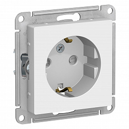 Розетка электрическая с заземлением, со шторками, 16А (белый) Atlas Design Systeme Electric. Вид 1