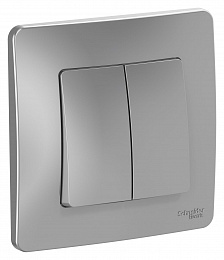 Выключатель 2-клавишный, С/У, (cх.5), 10а, 250b (алюминий) Blanca Systeme Electric. Вид 1