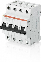 S203 B80NA Автоматический выключатель 3P+N, 80А, 6kA (хар-ка B) ABB. Вид 1