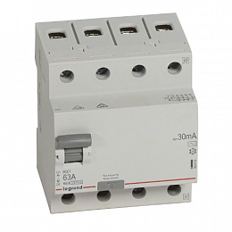RX3 Блок утечки тока (УЗО) 4-полюсный, 63А, 30мА, тип AC Legrand. Вид 1