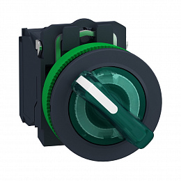 Переключатель 22мм 2П, 24Вс зеленой посветкой,НО/НЗ,CUST Schneider Electric. Вид 1