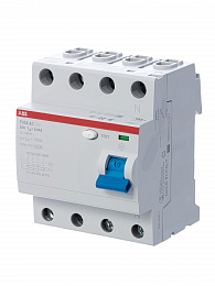 F204 AC 100/30 Блок утечки тока 4-полюсный, 100A. 30mA, тип АC (УЗО) ABB. Вид 1
