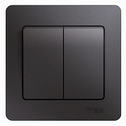 Выключатель 2-клавишный,сх.5,10ax, в сборе (графит) Glossa Systeme Electric. Вид 1