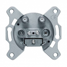 Антенная розетка, 4 отверстия, отдельная для постоянного тока, механизм Berker. Вид 1