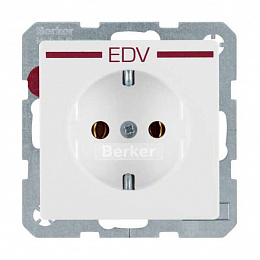 Розетка с оттиском «ZSV» красный (полярная белизна, бархат) Q.1/Q.3 Q.1/Q.3 Berker. Вид 1