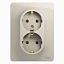 Розетка двойная с заземлением,16А, 250В, в сборе (молочный) Glossa Systeme Electric. Вид 1.