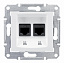 Розетка компьют., RJ45, двойн., кат. 5е, экран. stp, с пруж. заж (белый) Sedna Schneider Electric. Вид 1.