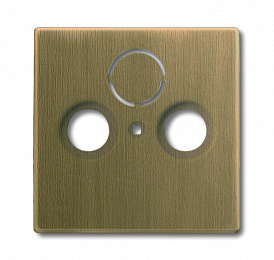 1743-840-500 Накладка (центральная плата) для TV-R-SAT розетки (Латунь античная) Династия ABB. Вид 1