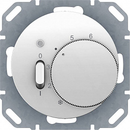 Регулятор температуры помещения с НО контактом, накладкой, 1-клавишным выключателем и светодиодом (полярная белизна) R.1/R.3 Berker. Вид 1