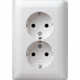 Розетка двухместная, с заземлением (белый матовый) Standard 55 Gira. Вид 1