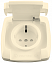Розетка 2К+З с заземлением, со шторками, С/У, 16а, 250В, IP44 (слоновая кость) Рондо Systeme Electric. Вид 1.