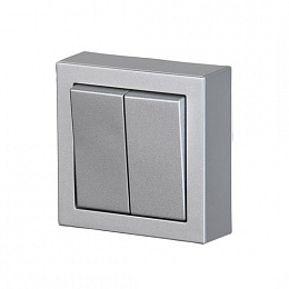 1065A-83 Выключатель двухклавишный, накладного монтажа, Impressivo, 2 доп.клеммы, алюминий ABB. Вид 1