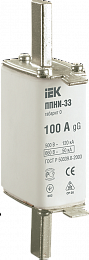 Плавкая вставка предохранителя ППНИ-33, габарит 0, 100А  ИЭК. Вид 1