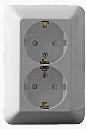 Розетка двойная со штороками, С/У, 16А, 250В, (белый) Прима Systeme Electric. Вид 1