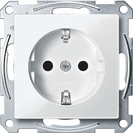Розетка с защитными шторками, с крышкой (белый) Merten Schneider Electric. Вид 1