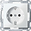 Розетка с защитными шторками, с крышкой (белый) Merten Schneider Electric. Вид 1.