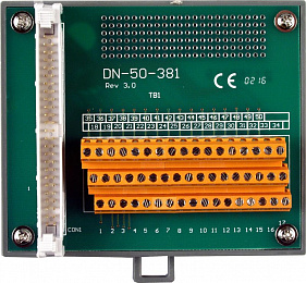 Плата клеммников (шаг 3.81мм) с разъемом IDC-50, до 30В ICP DAS. Вид 1