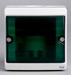 Бокс для сигнальной лампы, зеленое стекло, о/у в сборе IP55 (серый) Mureva Schneider Electric. Вид 1