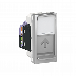 Розетка компьютерная, RJ45, одиночная, кат. 6 UTP, 1 модуль (алюминий) Unica Modular Schneider Electric. Вид 1