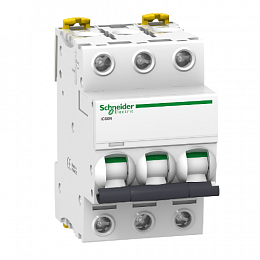 iC60N 3P 16A Автоматический выключатель 3-полюсный, 16А, 6кА (хар-ка D) Schneider Electric. Вид 1