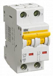 ВА47-60 Автоматический выключатель 2-полюсный, 16А, 4,5kA (хар-ка B) ИЭК. Вид 1