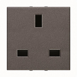 N2237 PL Механизм розетки GB (британского) стандарта с заземлением (2P+E), 2M, 13А / 230В, серия Zenit, цвет серебристый ABB. Вид 1